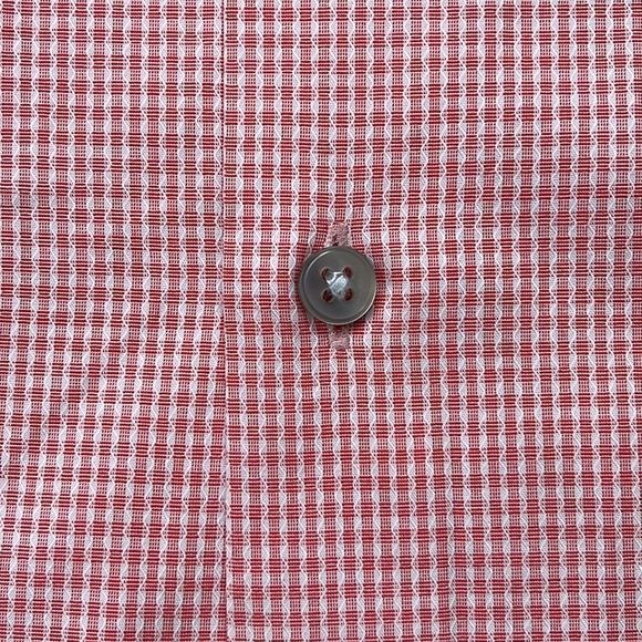 Calvin Klein Dress Shirt Mens 16.5 34/35 Pink Gingham Long Sleeve Button Down - Picture 9 of 12